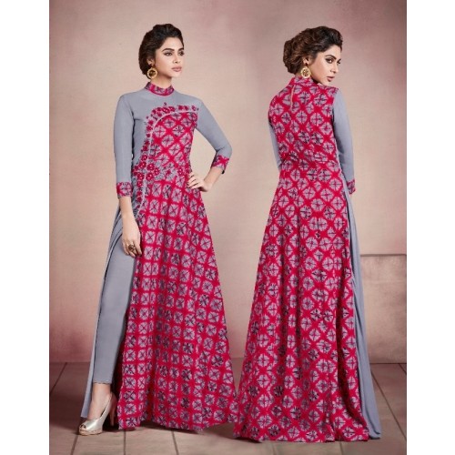 Persuasion Designer Heavy Rayon Gown With 8 Pcs 15003