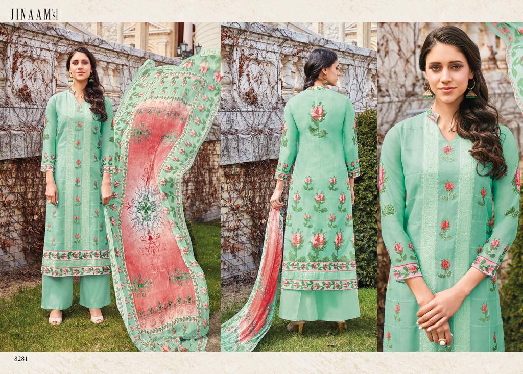 Straight Cotton Suit With 9 Pcs By Jinaam 12021