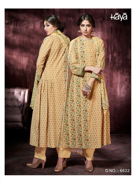 Designer Maslin Silk Ethnic Look Printed Suits By Haya
