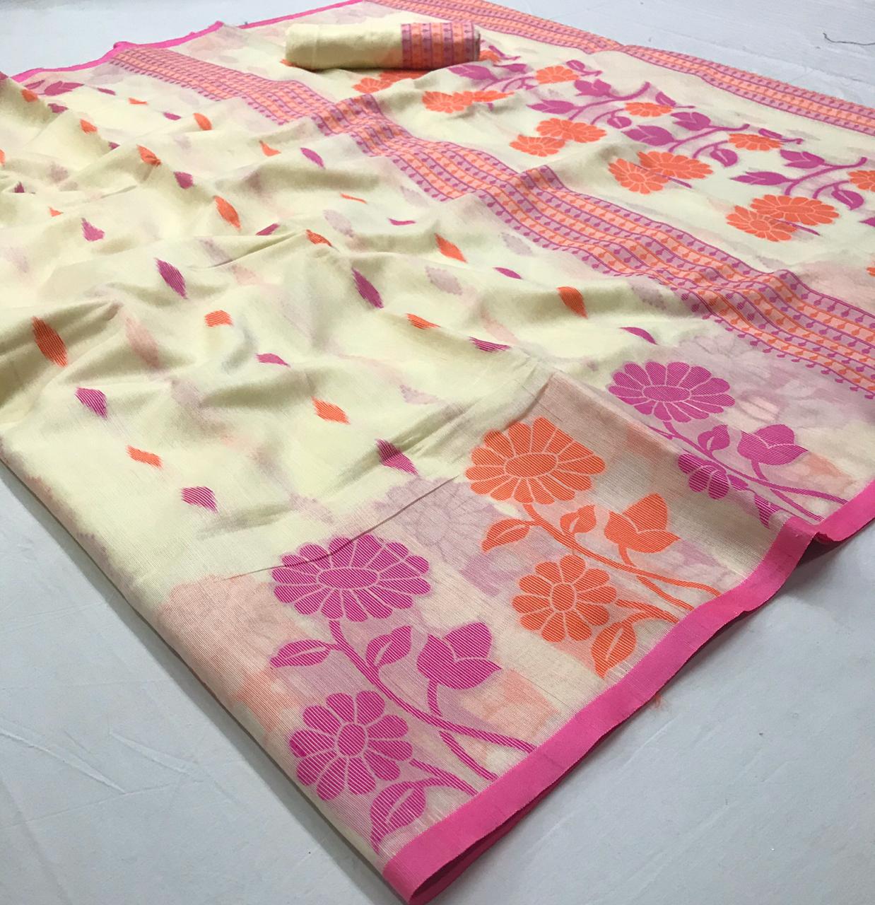 Rajguru Linen Cotton Silk Base Saree