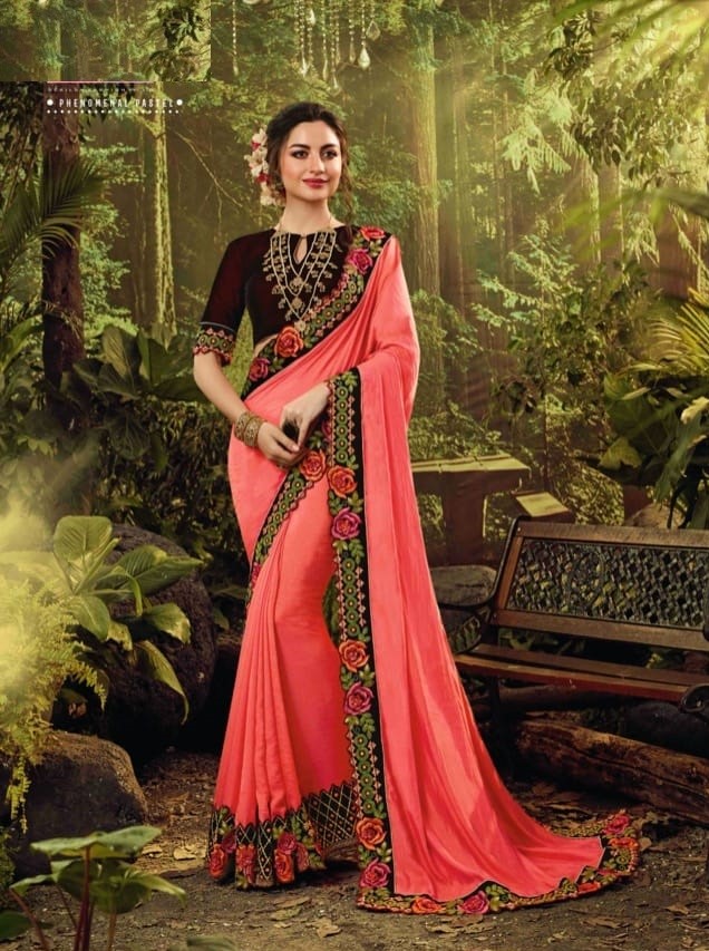 Desiluk Party Wear Sarees with heavy embroidery work on multi fabrics
