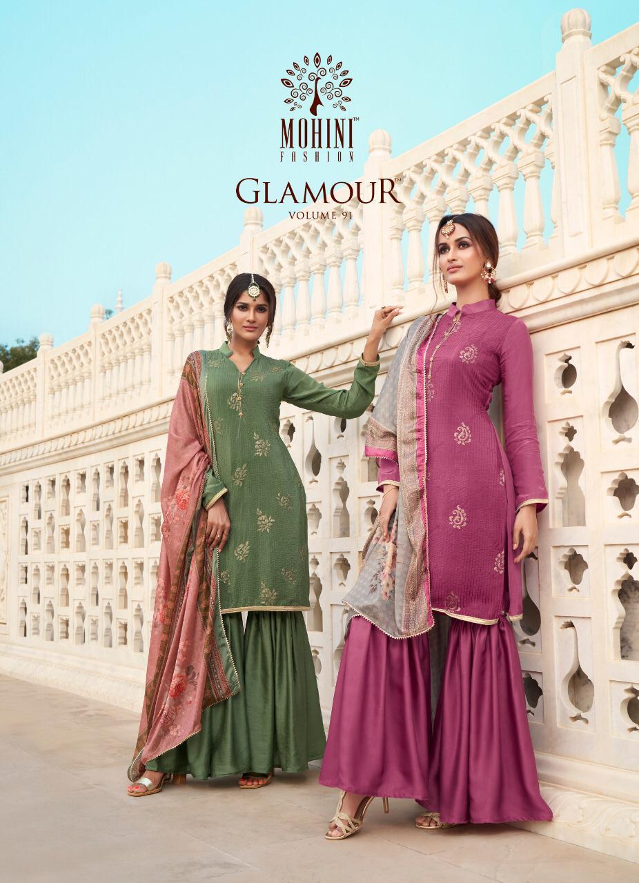Mohini Glamour Vol - 91 91001-91006 Series Pure Crepe Silk Embroidery Work Suits Collection
