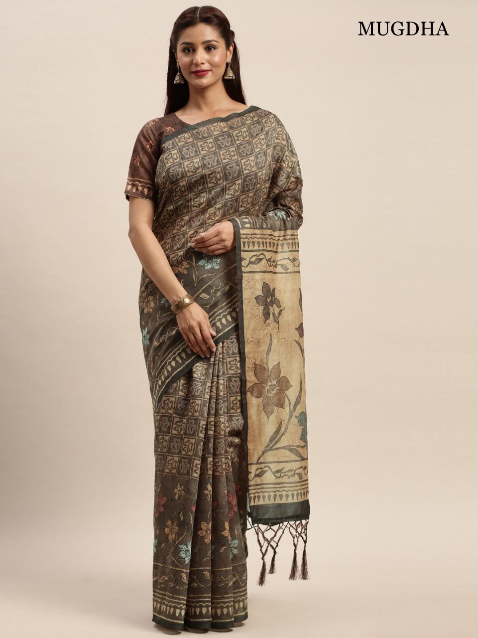 Mugdha Fancy Pure Silk Bagru Prints Party Wear Sarees Collection Wholesale Rates