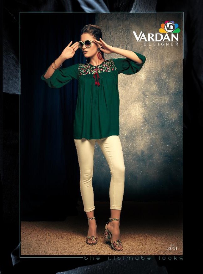 Vardan Nevy Vol-1 2051 To 2054 Series Heavy Rayon Short Tops Collection
