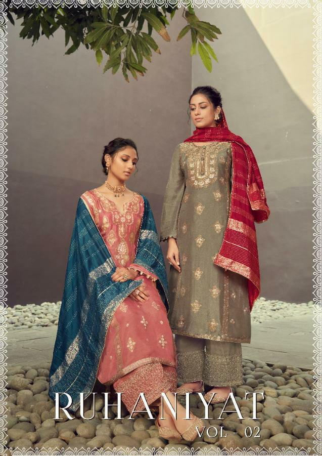 Karma Ruhaniyat Vol-2 3672 To 3278 Series Silk Jequard Work Suits Collection Wholesale Price