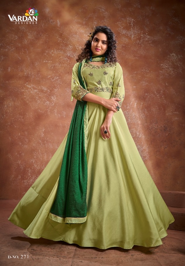 Kavi By Vardan 271-272 Series Designer Long Muslin Silk Gown Style Anarkali Suit Collection