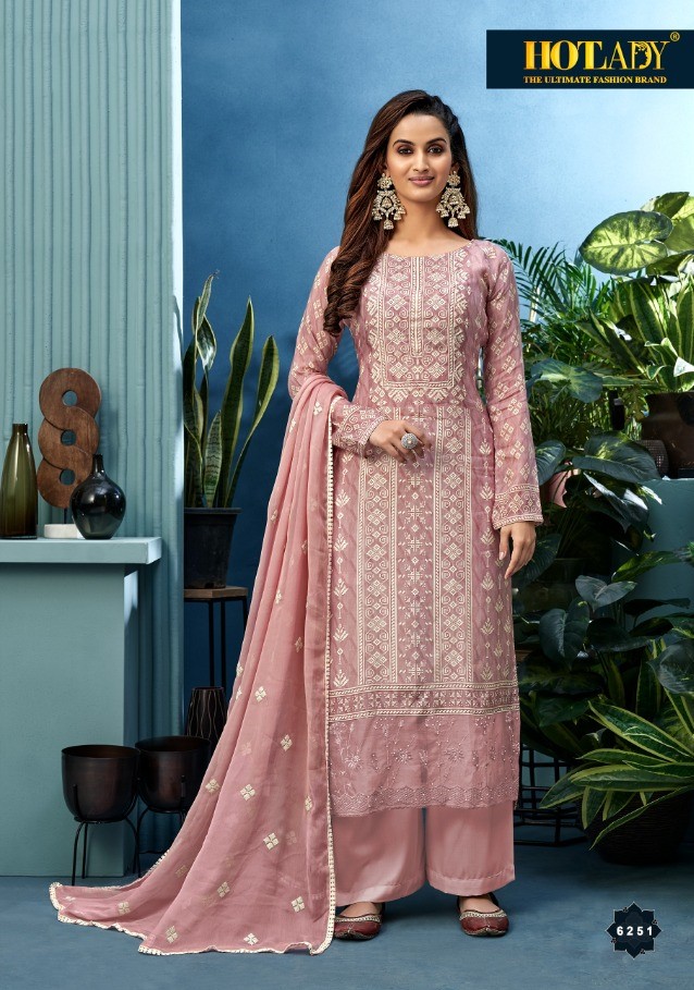 Hotlady Neeshee 6251-6256 Series Fancy Satin Silk Embroidery Work Salwar Suits Collection