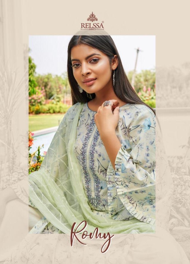 Relssa Romy 84001-84006 Series Cotton Embroidery Work Dress Materials Collection Wholesale Surat