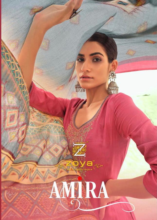 Zoya Presents Amira 37001 - 37009 Series Pure Cotton With Satin And Embroidery Fancy Function Wear Salwar Suit Collection