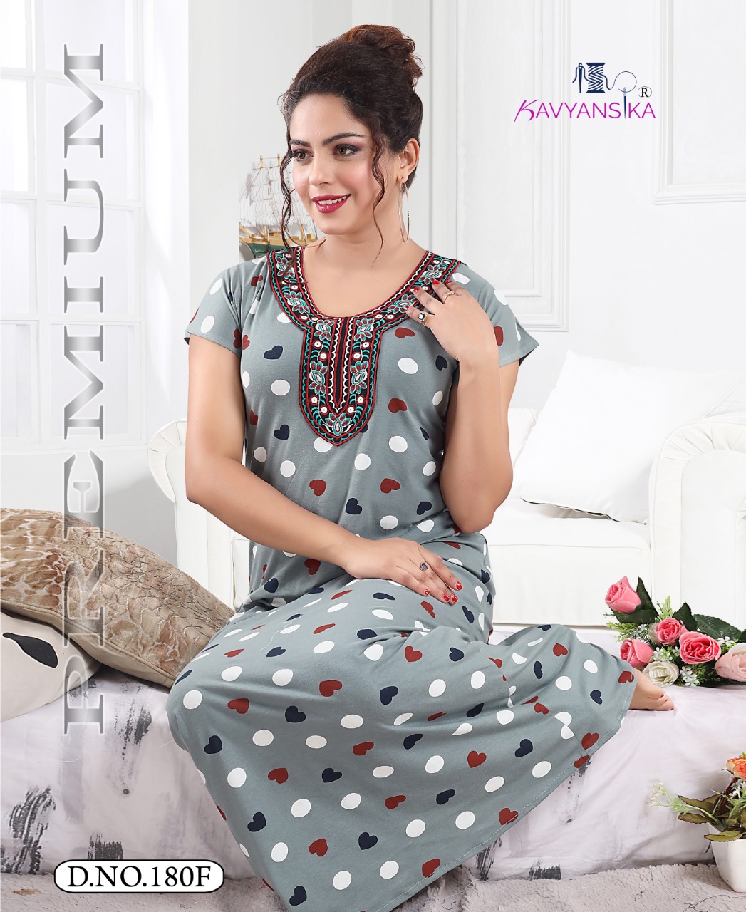 Kavyansika Presents Premium Vol-180 180a - 180f Series Patterned Hosiery Fancy Designer And Soft Waving Nighty Night Wear Collection