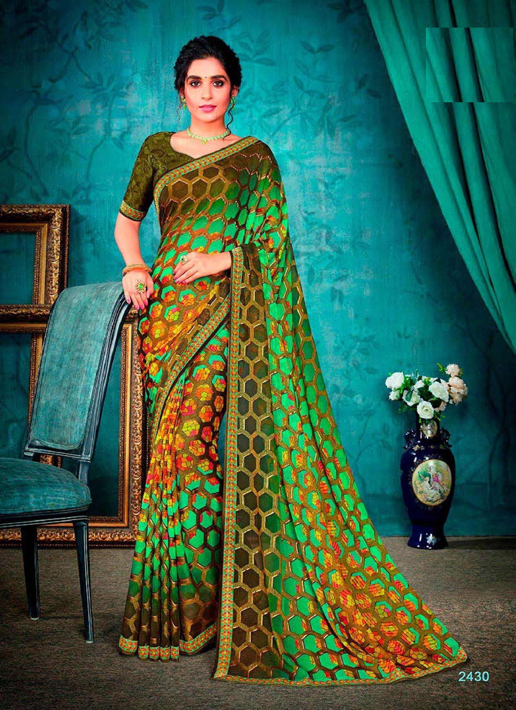 Vishal Presents Kia 1001 - 1014 Series Fancy Designer Attractive Look Fancy Casual Wear Saree Collection