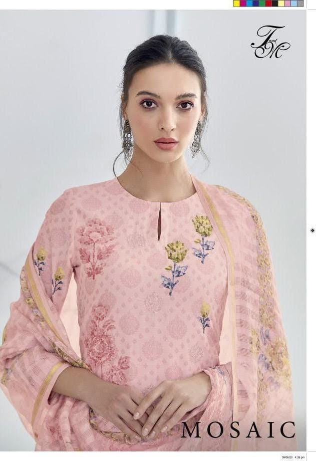 T & M Presents Mosaic Pure Bali Silk Print With Threadal Work And Attractive Designer Fancy Event Wear Salwar Suit Collection