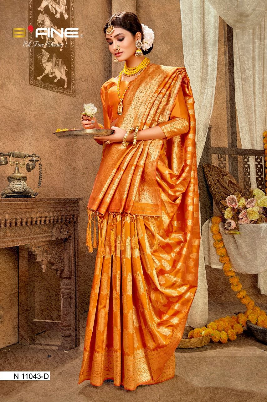 B Fine Presents Paridhan 11043c - 11043d Series Fancy Banarasi Semi-silk Function Wear Saree Collection At Wholesale Price