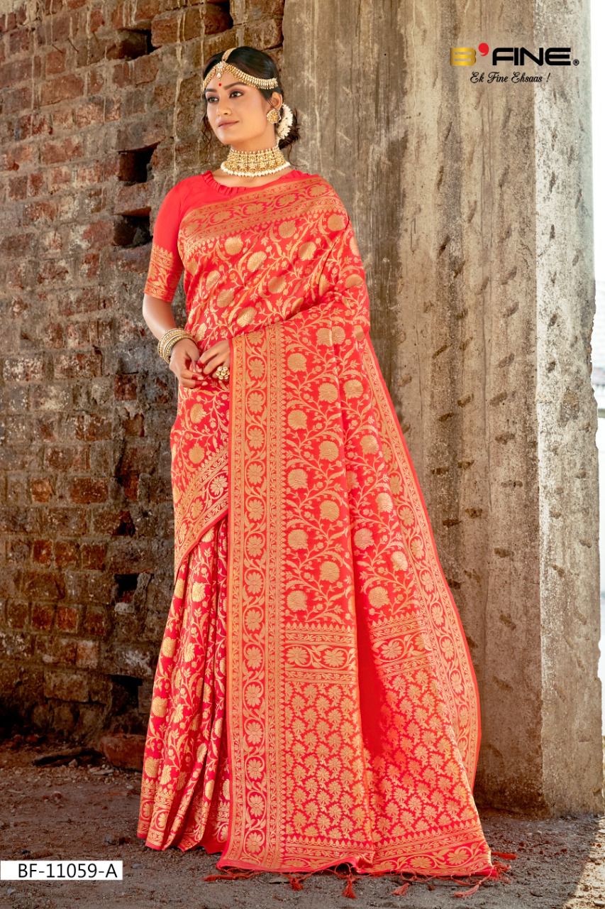 B Fine Presents Humsafar 11059a - 11059b Series Beautiful Designer Banarasi Semi-silk Fancy Saree Collection At Wholesale Price