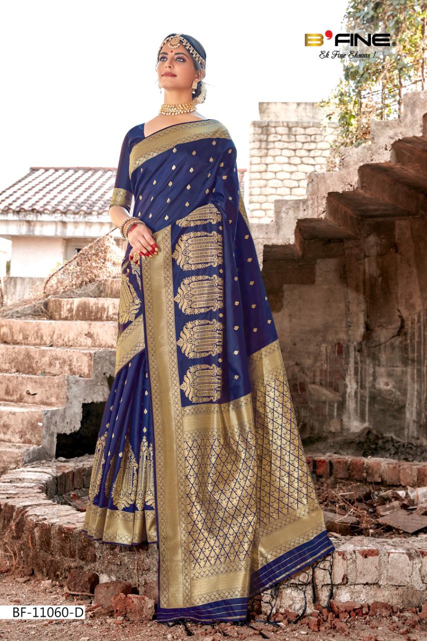 B Fine Presents Queen Of Art 11060a - 11060d Series Beautiful Banarasi Semi-silk Fancy Designer Saree Collection At Wholesale Rates