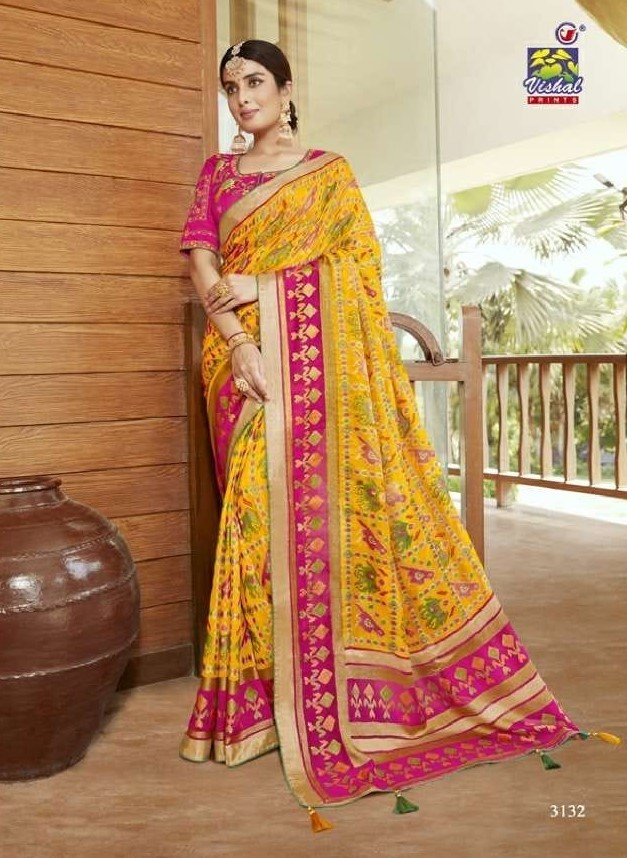 Vishal Presents Sangini 3132 - 3143 Series Fancy Brasso With Patola And Beautiful Designer Work Fancy Festival Wear Saree Collection