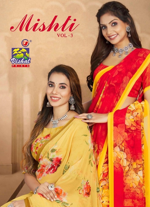 Vishal Presents Misti Vol-3 3987 - 4010 Series Fancy Digital Georgette With Soft Weaving Fancy Saree Collection