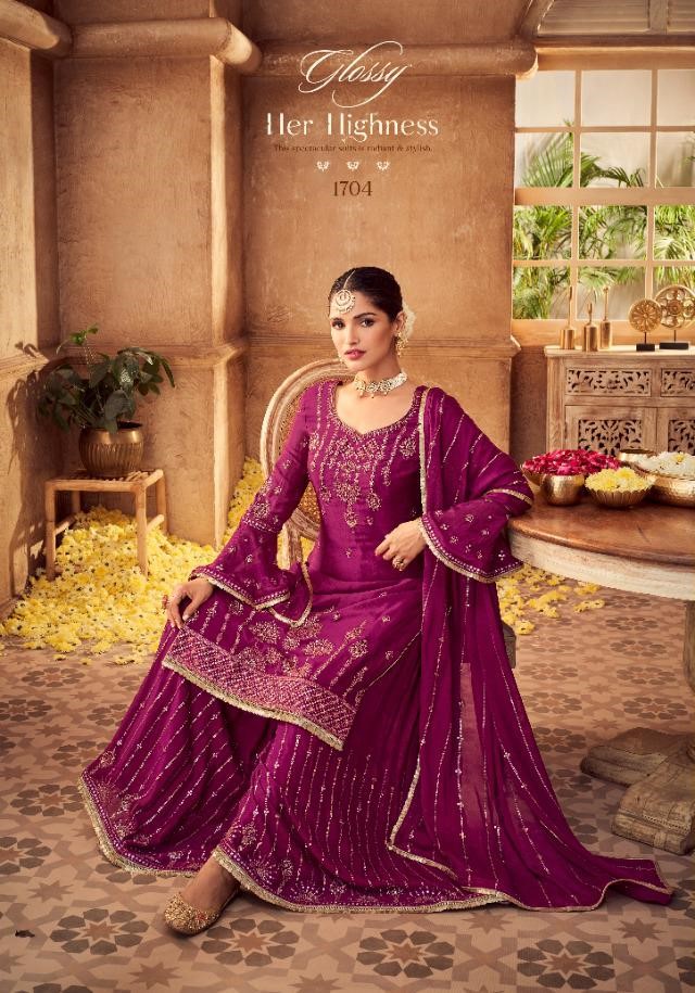 Glossy Presents Antara 1701-1704 Series Chinon With Sequin Work Salwar Suit Collection