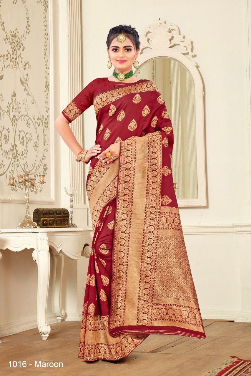 BALAJI EMPORIUM PRESENTS DNO 1016 SERIES INDIAN WOMEN TRADITIONAL FANCY SILK SAREE SARI WITH BLOUSE PARTY WEAR COLLECTION 