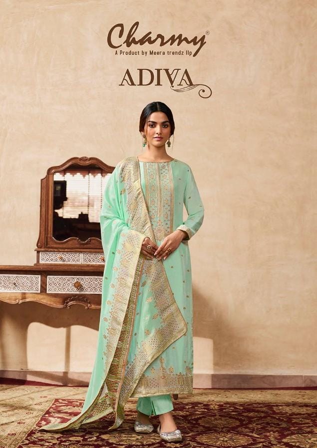 Charmi Presents Adiva 3981 - 3986 Series Designer Traditional Wear Straight Suit Salwar  At Wholesale Price