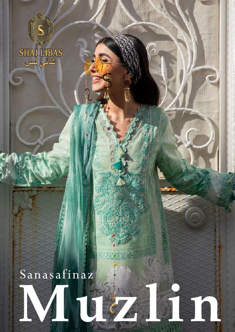 Sha Libas Presents Muzlin Dno 5a - 13b Series Designer Pakistani Lawn Cotton Suit At Wholesale Price