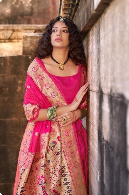 Manjubaa Presents Mahavani Paithani 9001 To 9008 Series Indian Traditional Wear Banarasi Silk Saree Collection A Wholesale Price