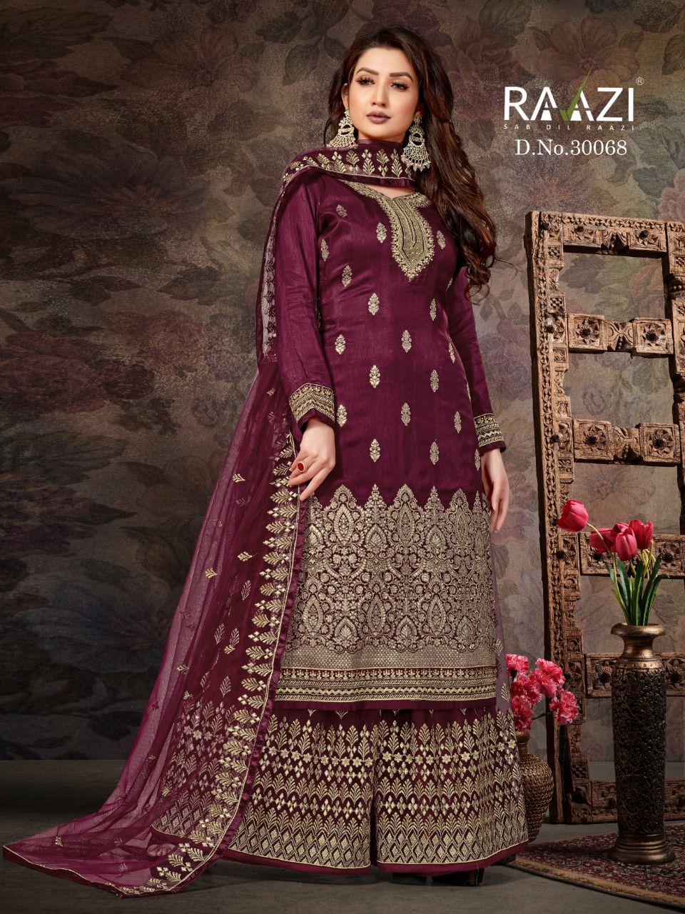 Raazi Presents Dilbaro Dno 30068 - 30073 Series Designer Pakistani Shara Suit At Wholesale Price
