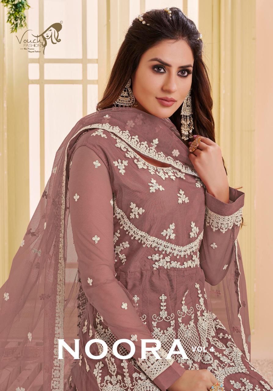 Vouch Presents Noora Vol-4 11001a - 11006f Series Designer Pakistani Net Eid Festive Wear At Wholesale Price