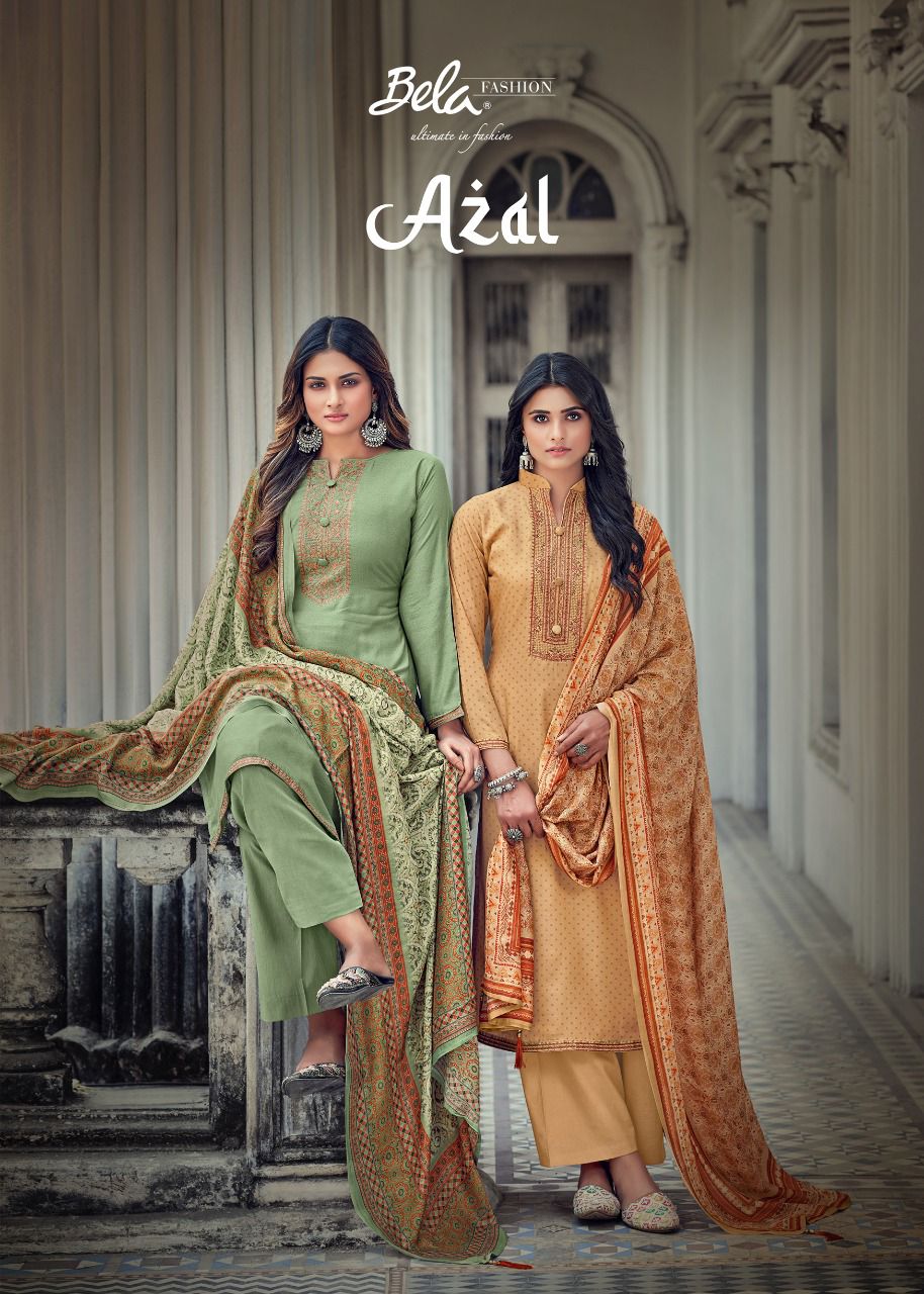 Bela Presents Azal 3105 - 3111 Series Indian Traditional Viscos Muslin Salwar Suit Casual Wear At Wholesale Price