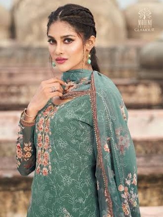 Mohini Presents Glamour Vol-87 87001 To 87006 Series Georgette Embroidery Work Salwar Suits Collection At Wholesale Price