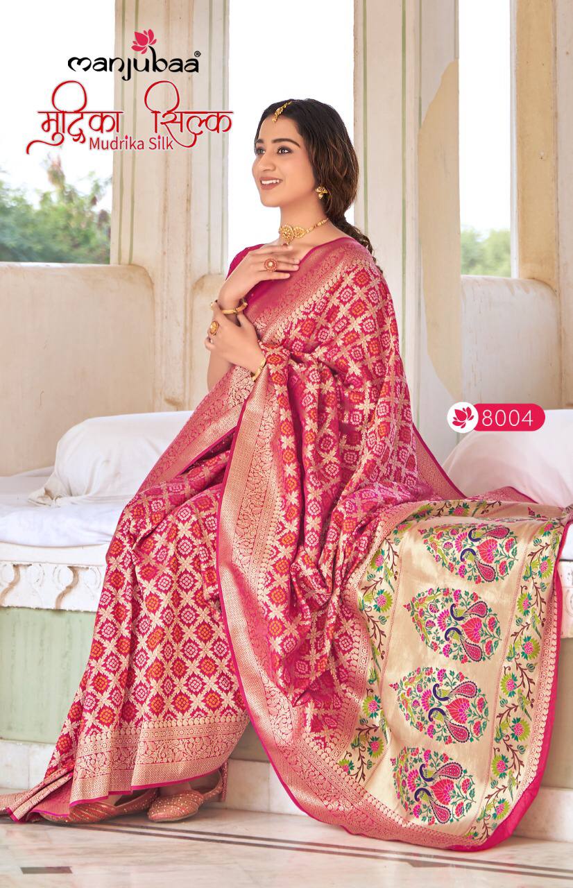 Manjuba Presents Mudrika Silk 8001-8008 Series Fancy Silk Designer Sarees Collection At Wholesale Price