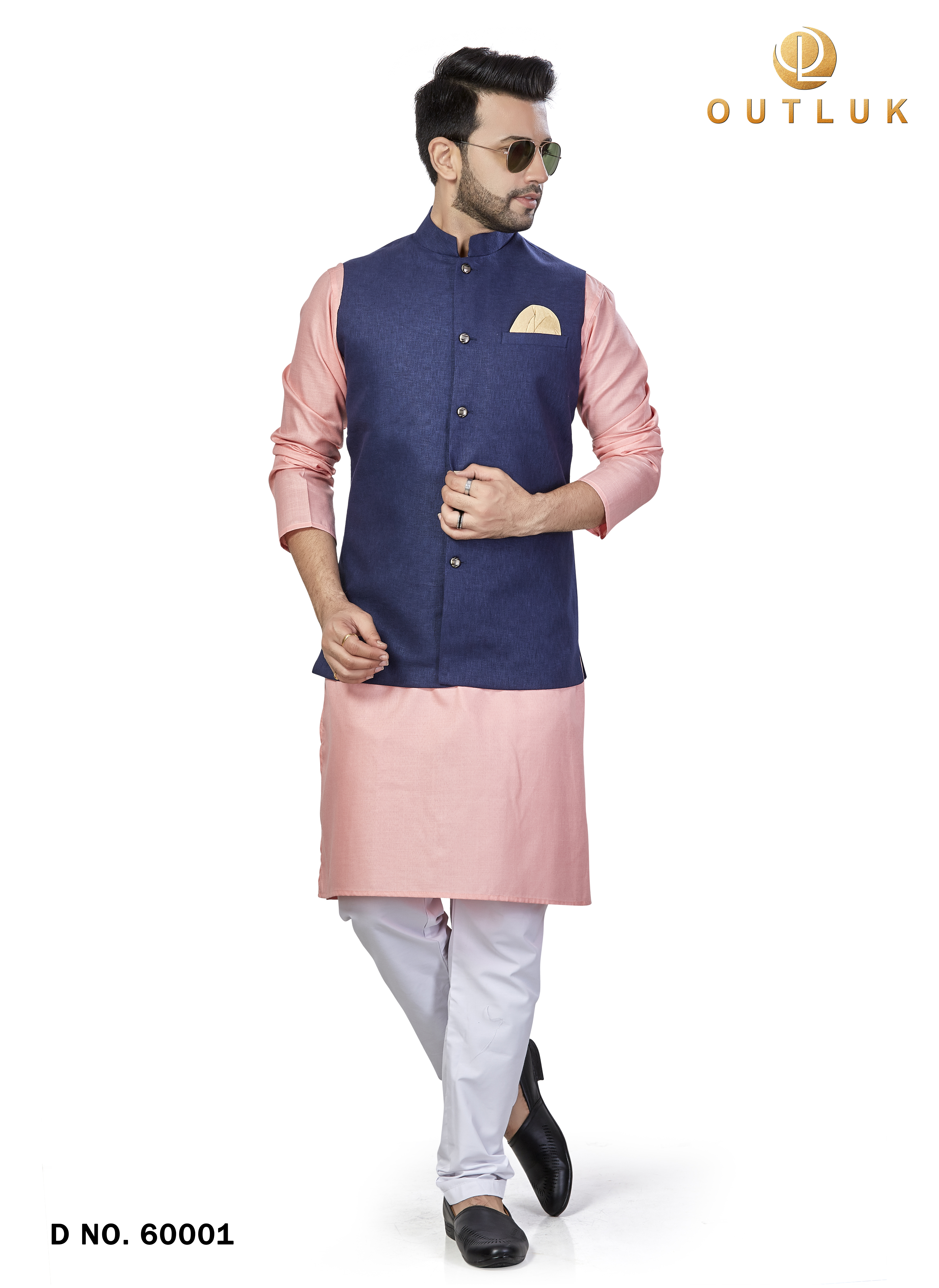 Outluk Presents Outluk Vol-60 60001 To 60015 Series Linen Blend Mens Kurta With Jacket Collection At Wholesale Price