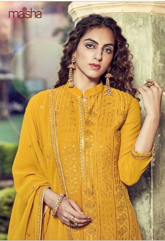 Maisha Presents Koraa 11052-11056 Series Georgette Embroidered Salwar Suits At Wholesale Price