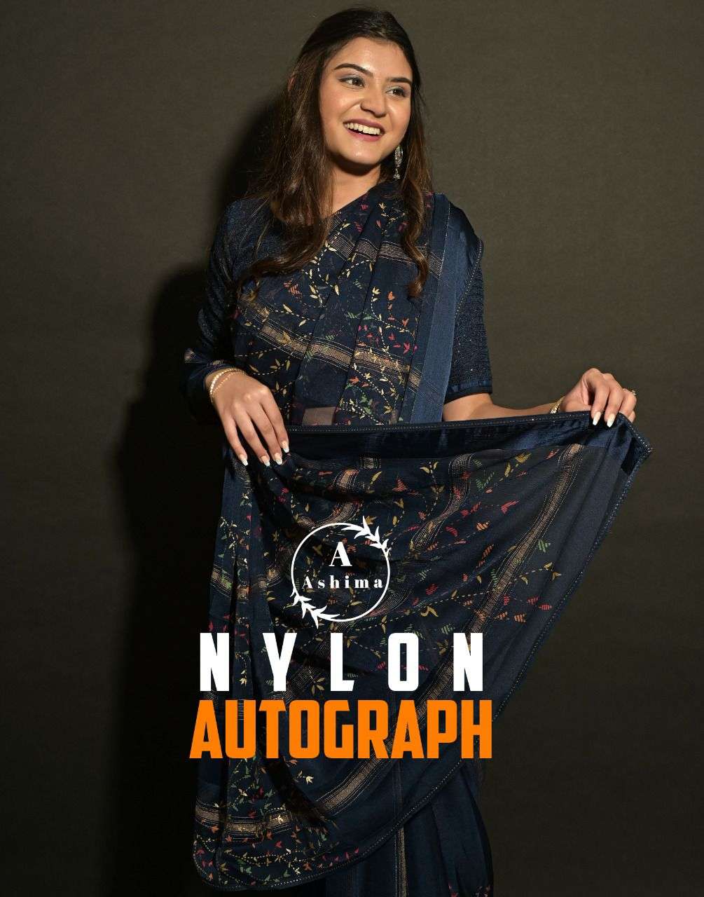 ASHIMA PRESENTS NYLON AUTOGRAPH 4601 TO 4608 SERIES PARTY WEAR DESIGNER SAREES COLLECTION AT WHOLESALE PRICE N246