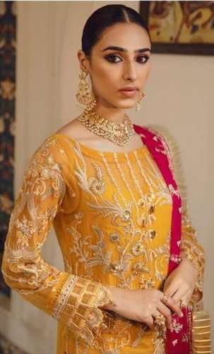 ASIM JOFA PRESENTS 56075 DESIGN NET EMBROIDERED PAKISTANI SUITS COLLECTION