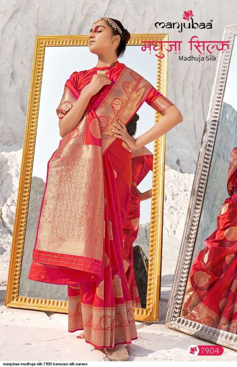 Manjubaa Presents Madhuja Silk 7901-7910 Saree Sari Blouse Party Wear Royal At Wholesale Price