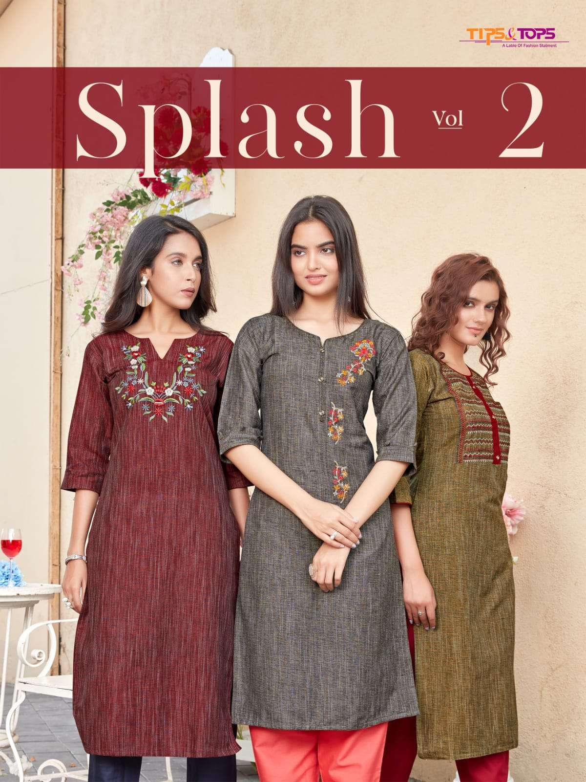 TIPS AND TOPS PRESENTS SPLASH VOL-2 01 TO 06 SERIES COTTON DESIGNER KURTIS COLLECTION AT WHOLESALE PRICE N271