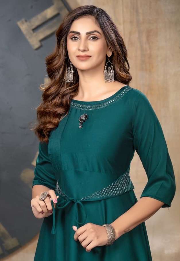KINTI PRESENTS JESSICA 101-106 SERIES HEAVY CHINON SILK SHORT GOWNS COLLECTION AT WHOLESALE SURAT N431