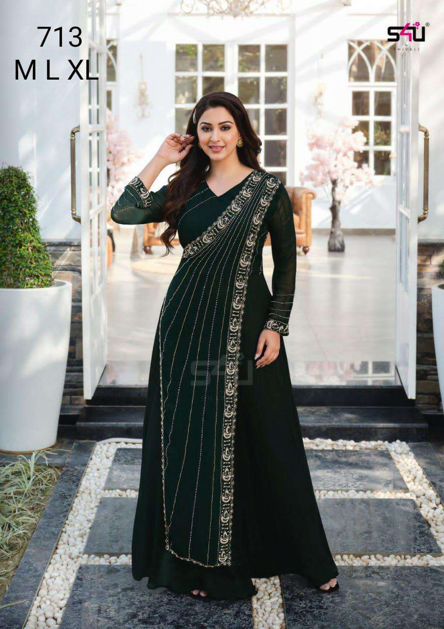 S4U PRESENTS SHIVALI 713 DESIGN FANCY DESGNER LONG GOWN COLLECTION AT WHOLESALE PRICE N372