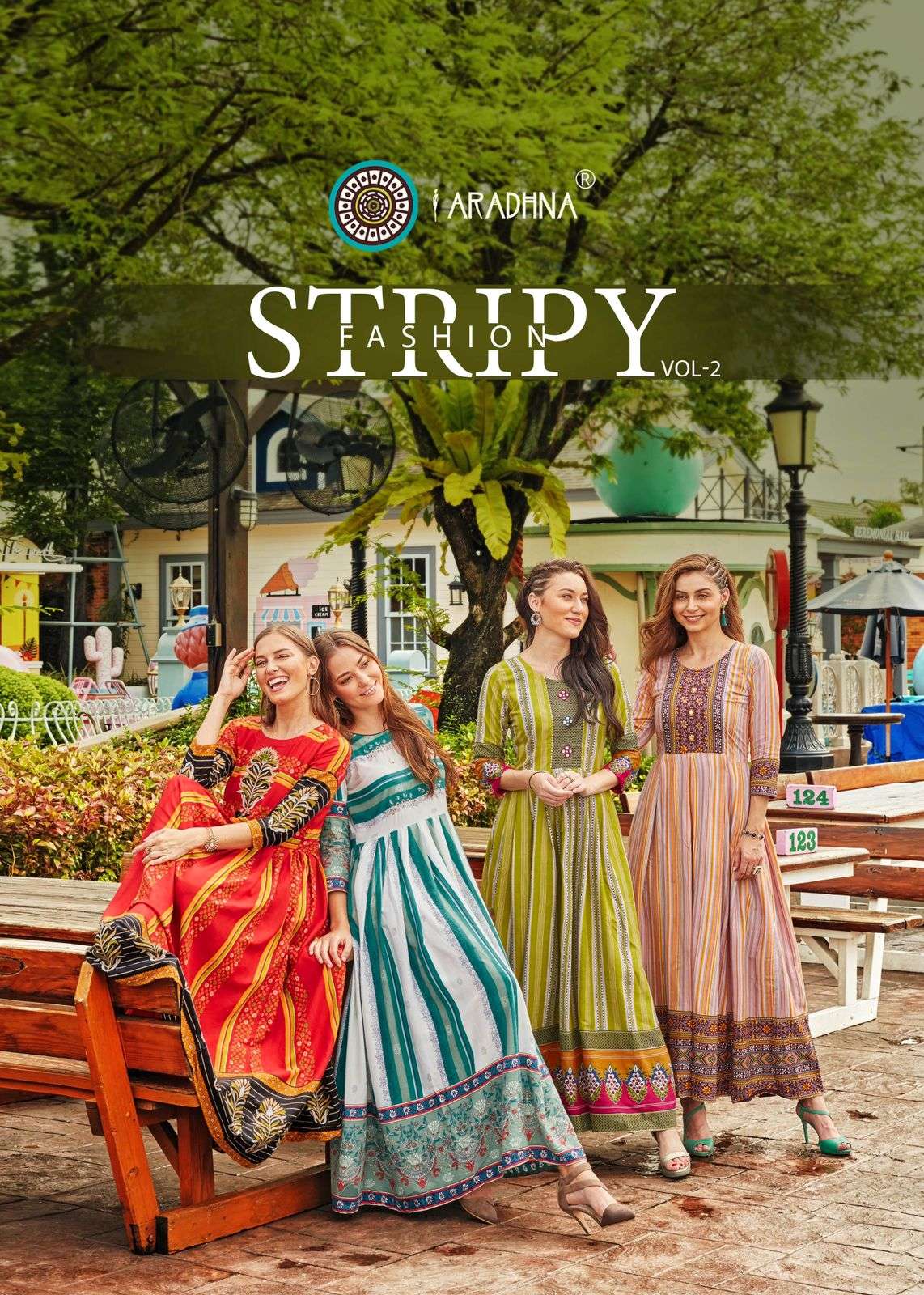 ARADHNA PRESENTS STRIPY VOL-2 2001 TO 2012 SERIS RAYON EMBROIDERY WORK GOWN COLLECTION AT WHOLESALE PRICE N802