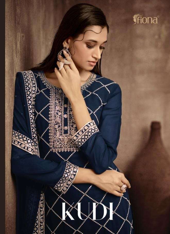 FIONA PRESENTS KUDI 51151-51154 SERIES GEORGETTE PLAZO SUITS COLLECTION AT WHOLESALE PRICE N813