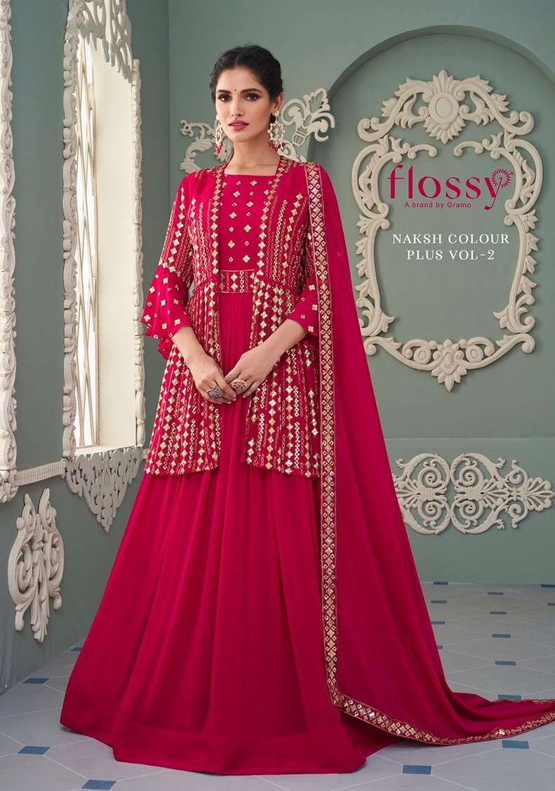 FLOSSY PRESENTS NAKSH COLOUR PLUS VOL-2 52 A TO 52 D SERIES GEORGETTE DESIGNER STITCHED SALWAR SUITS COLLECTION AT WHOLESALE RATES N554