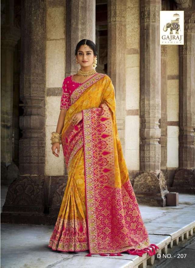GAJRAJ PRESENTS 207-218 SERIES INDIAN WEDDING HEAVY SAREES COLLECTION AT WHOLESALE RATES N606