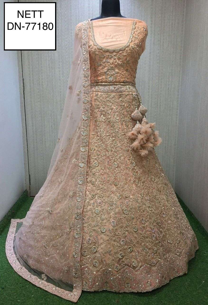 PARVATI PRESENTS 77180 HEAVY NET EMBROIDERED LEHENGA CHOLI COLLECTION AT WHOLESALE RATES N646