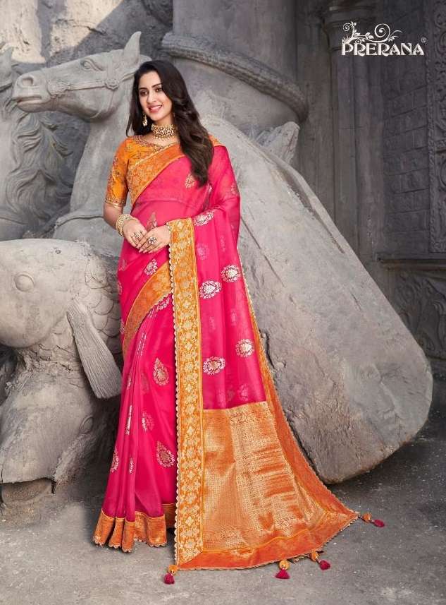 PRERANA PRESENTS 1309 DESIGN PINK DESIGNER SAREES WITH RICH PALLU COLLECTION AT WHOLESALE RATES N565