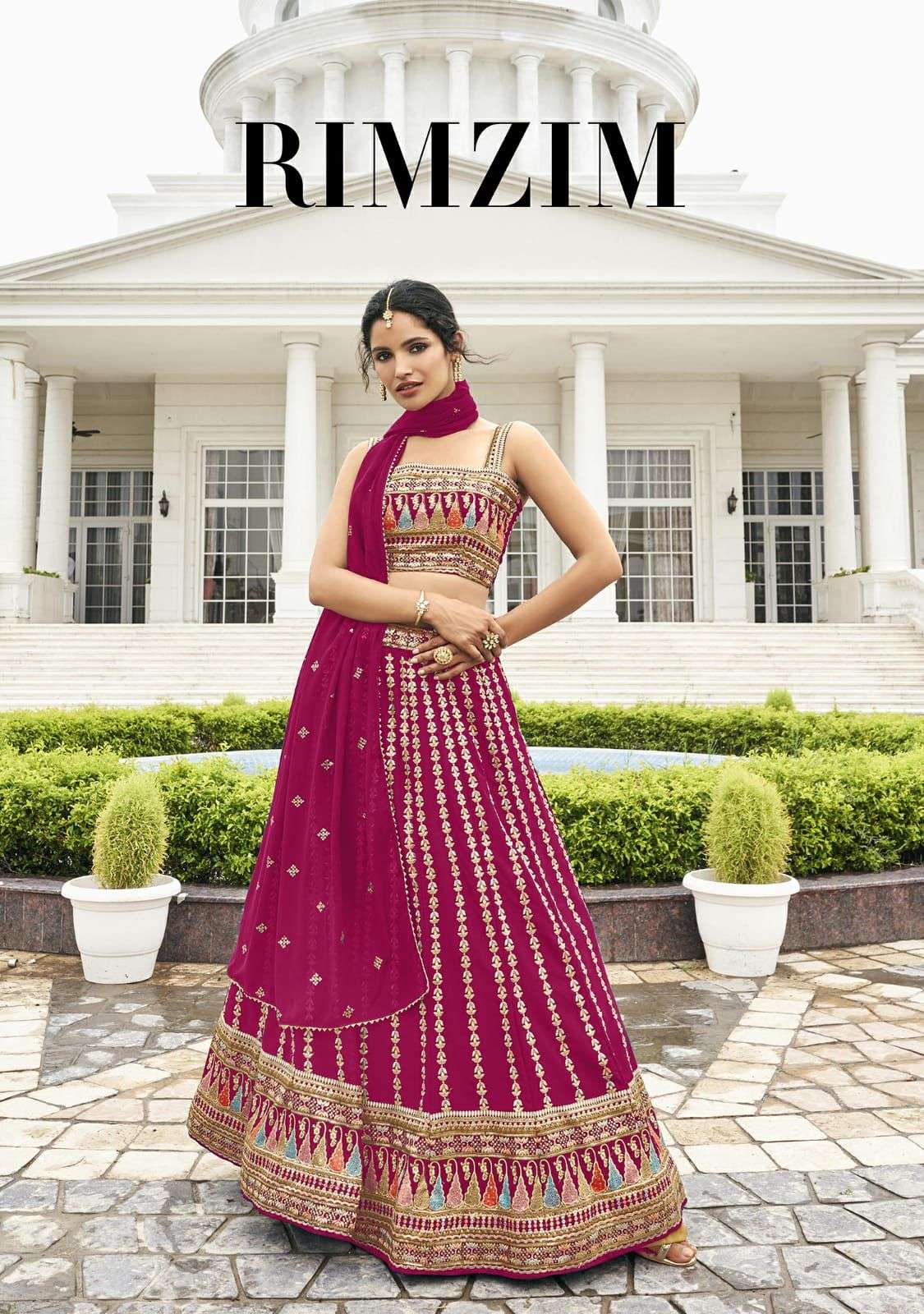 SHREEMATEE PRESENTS RIMZIM 136A TO 136C SERIES GEORGETTE EMBROIDERED WEDDING LEHENGA CHOLI COLLECTION AT WHOLESALE PRICE 7941