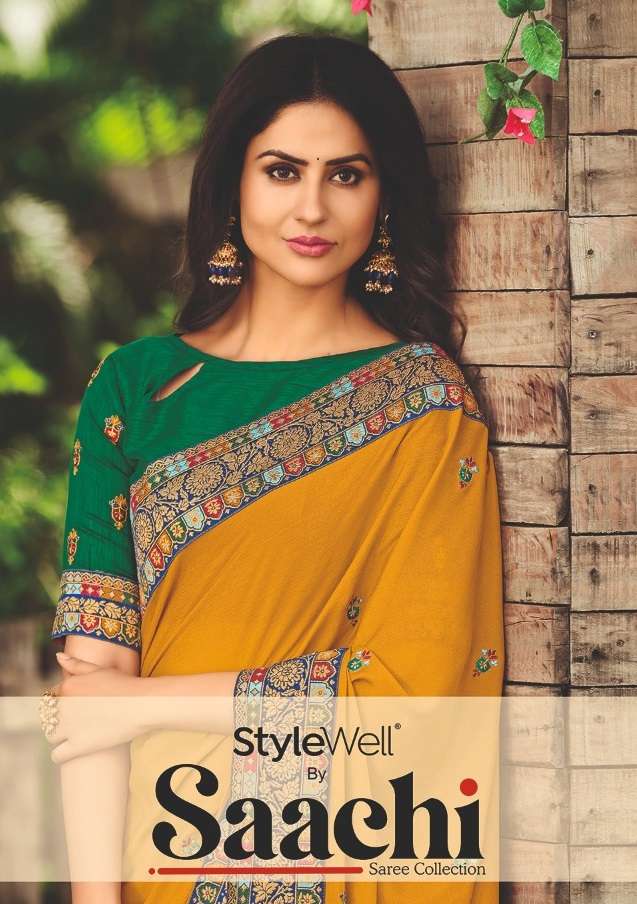 STYLEWELL PRESENTS SAACHI 531-538 SERIES SILK EMBROIDERY WORK SAREES COLLECTION AT WHOLESALE PRICE N787