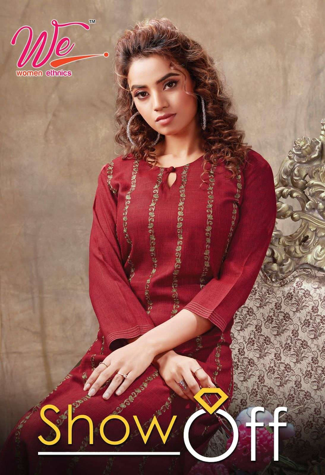 WOMEN ETHNICS PRESENTS SHOW OFF 3901-3908 SERIES FANCY RAYON DESIGNER KURTIS COLLECTION AT WHOLESALE RATES N559