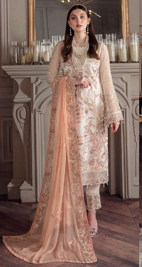 ALIF FASHION PRESENTS A-61 DESIGN GEORGETTE EMBROIDERY WORK SALWAR SUITS PAKISTANI COLLECTION AT WHOLESALE RATES N1013