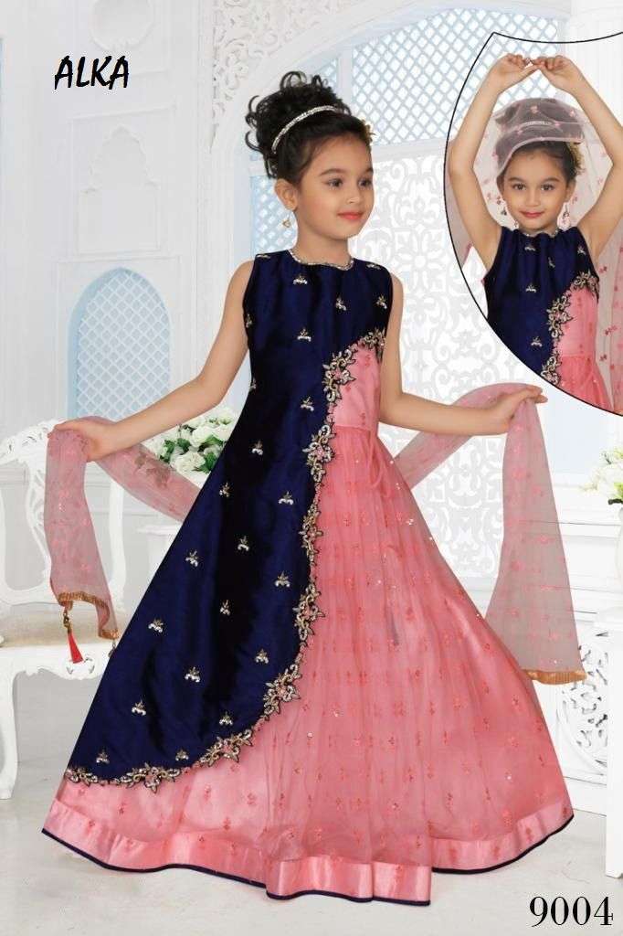 ALKA PRESENTS AARUSHI 9001-9004 SERIES FANCY WEDDING PARTY WEAR GOWN KIDS COLLECTION AT WHOLESALE PRICE N1014